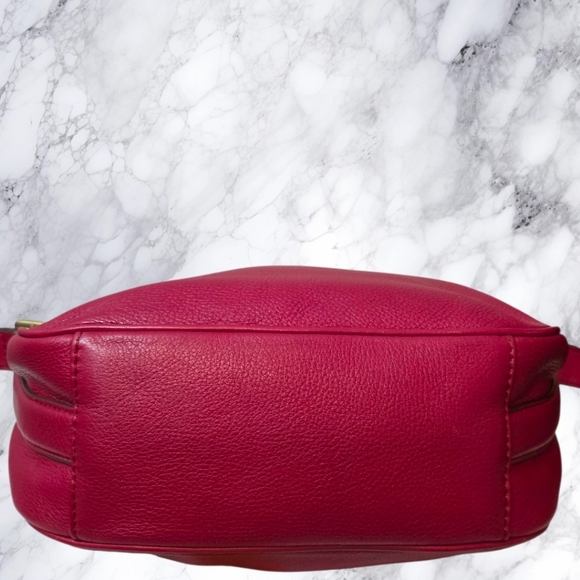 Tory Burch Amanda Red Leather Saddle Crossbody Bag Gold Logo NWT - Picture 10 of 14